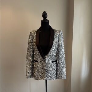 Alice and Olivia Elegant Silver Sequin Blazer
